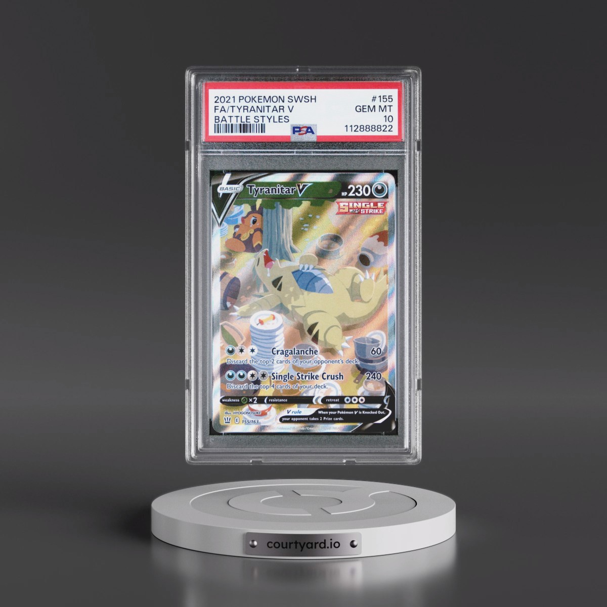 2021 Pokémon Sword & Shield Battle Styles #155 Tyranitar V - Holo Full Art (PSA 10 GEM MINT)