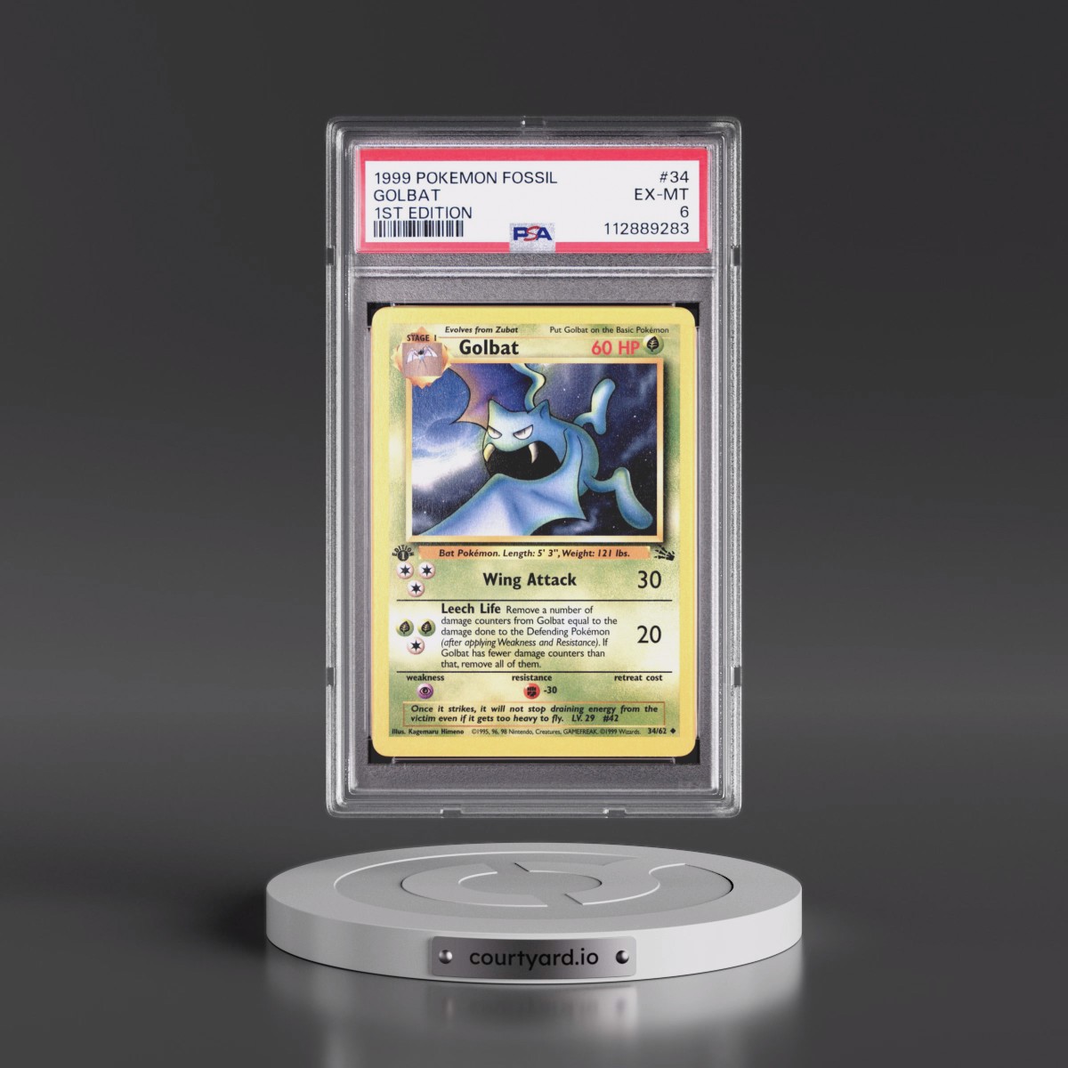 1999 Pokémon Fossil #34 Golbat - 1st Edition (PSA 6 EX-MT)