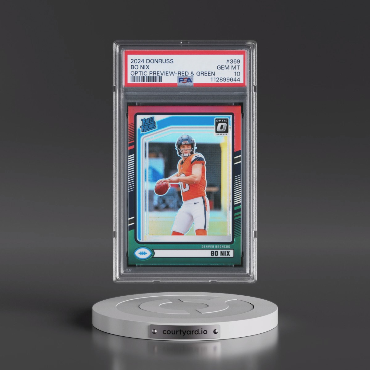 2024 Panini Donruss #369 Bo Nix - Optic Preview-Red & Green (PSA 10 GEM MINT)