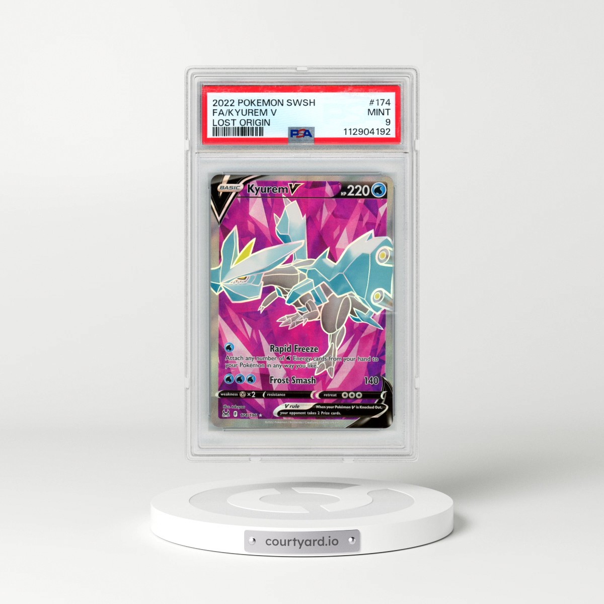 2022 Pokémon Sword & Shield Lost Origin #174 Kyurem V - Holo Full Art (PSA 9 MINT)