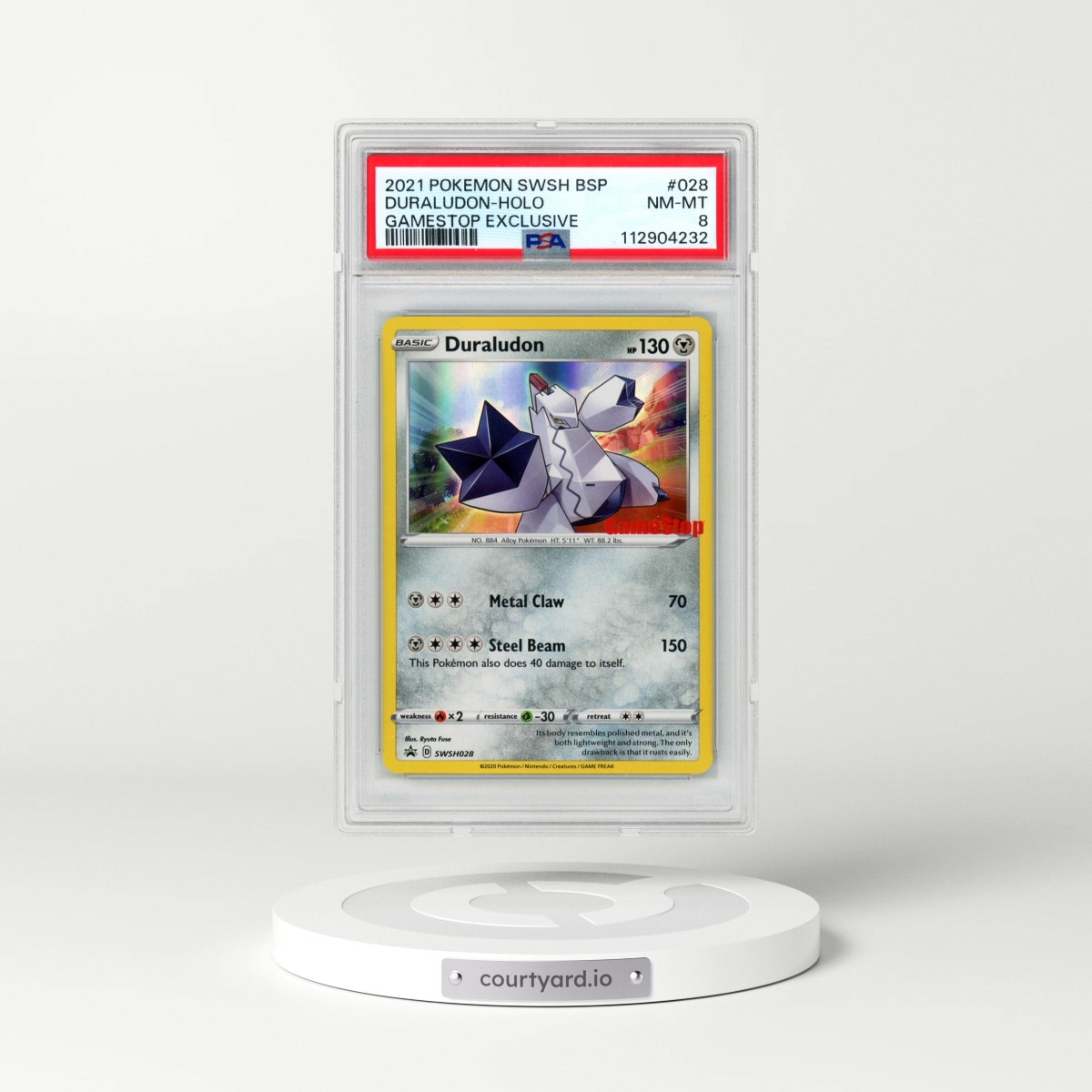 2021 Pokémon Swsh Black Star Promo #028 Duraludon - Holo Gamestop Exclusive (PSA 8 NM-MT)