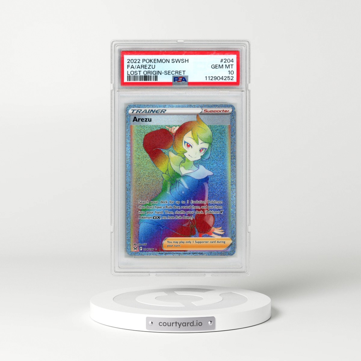 2022 Pokémon Sword & Shield Lost Origin #204 Arezu - Full Art Secret (PSA 10 GEM MINT)