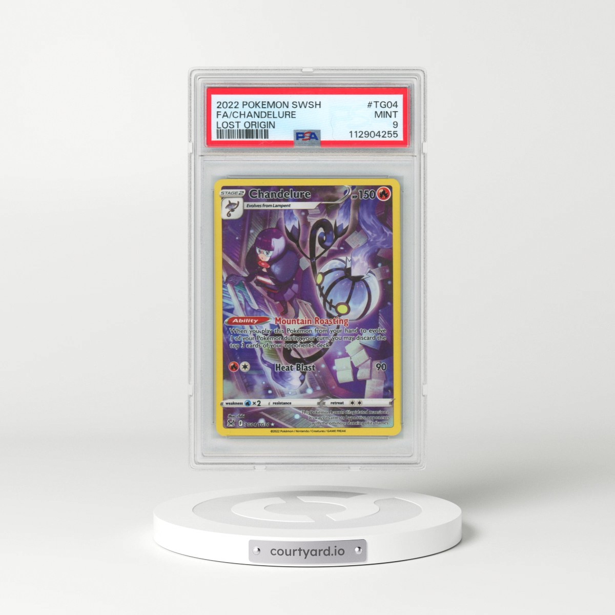 2022 Pokémon Sword & Shield Lost Origin #TG04 Chandelure - Full Art (PSA 9 MINT)