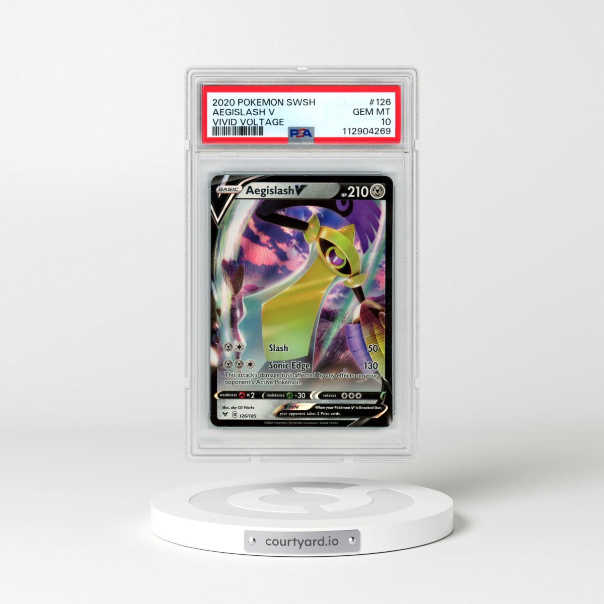 2020 Pokémon Sword & Shield Vivid Voltage #126 Aegislash V - Holo (PSA 10 GEM MINT)