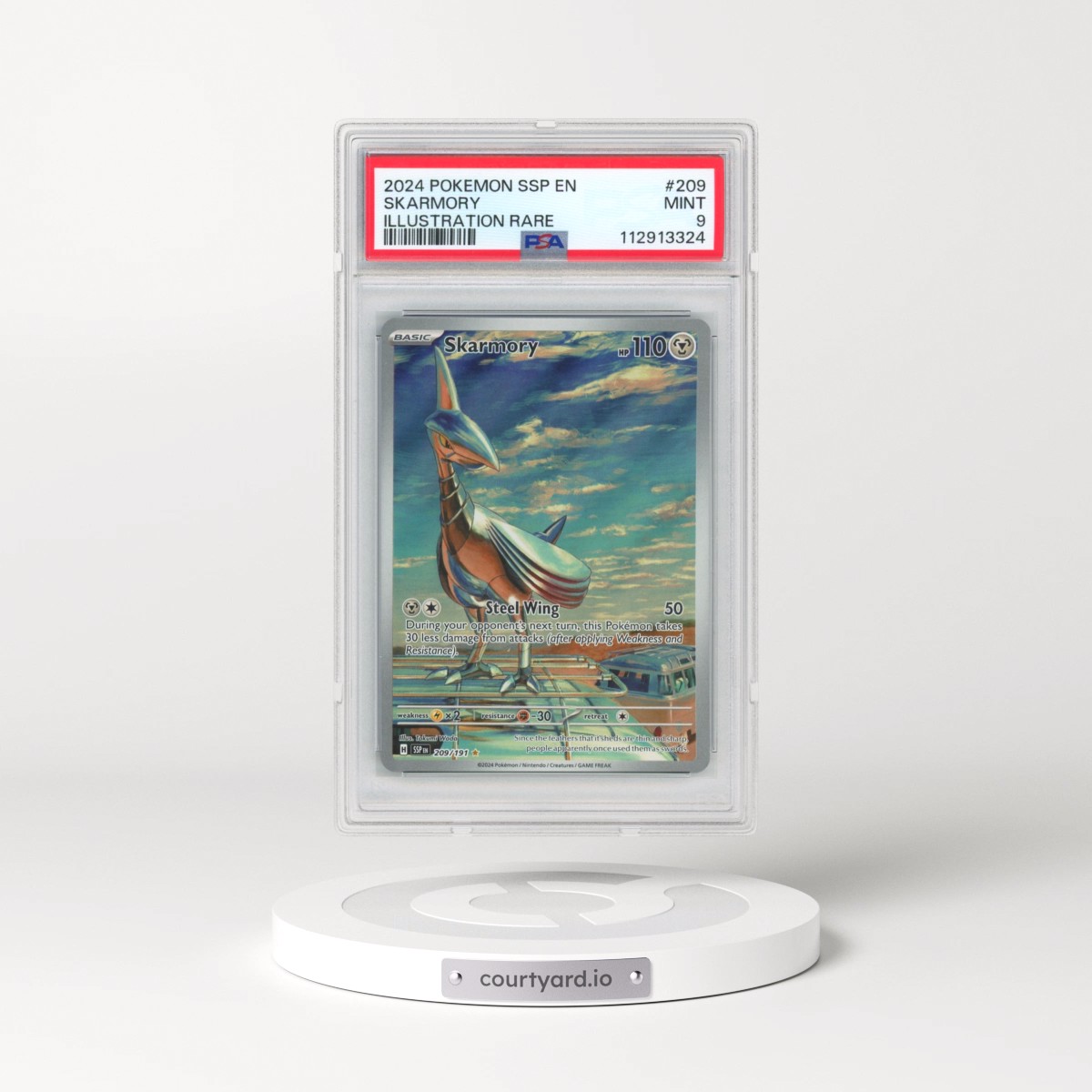 2024 Pokémon Ssp EN-Surging Sparks #209 Skarmory - Illustration Rare (PSA 9 MINT)