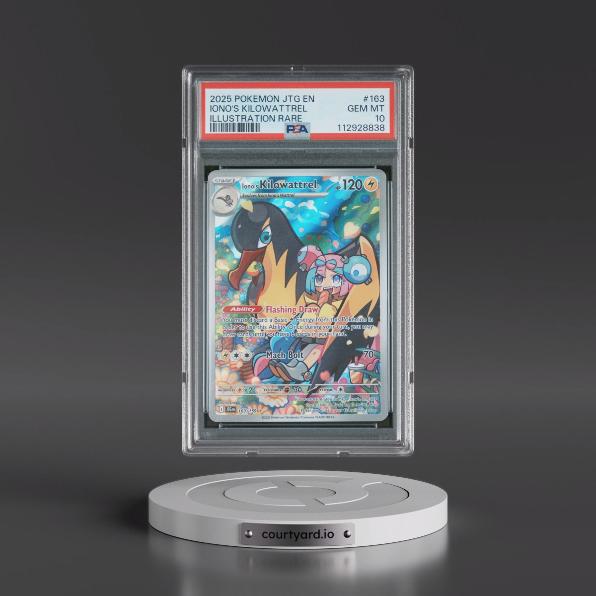 2025 Pokémon Jtg EN-Journey Together #163 Iono's Kilowattrel - Illustration Rare (PSA 10 GEM MINT)