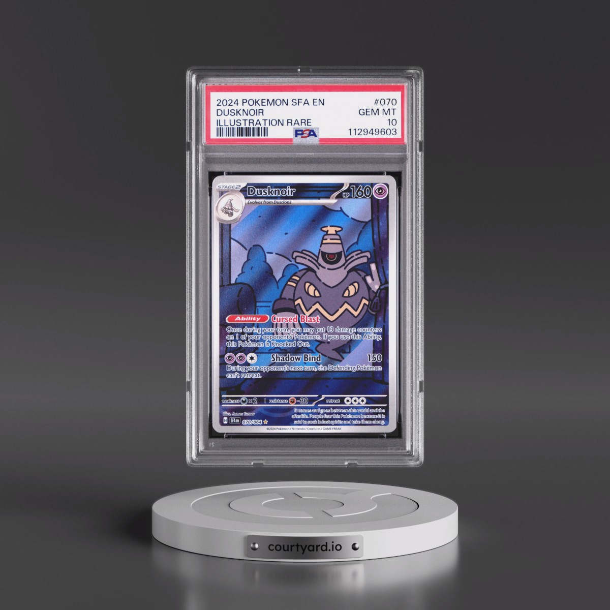 2024 Pokémon Sfa EN-Shrouded Fable #070 Dusknoir - Illustration Rare (PSA 10 GEM MINT)