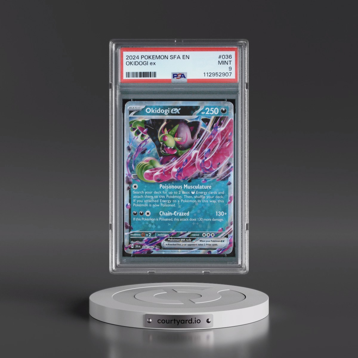 2024 Pokémon Sfa EN-Shrouded Fable #036 Okidogi EX - Holo (PSA 9 MINT)