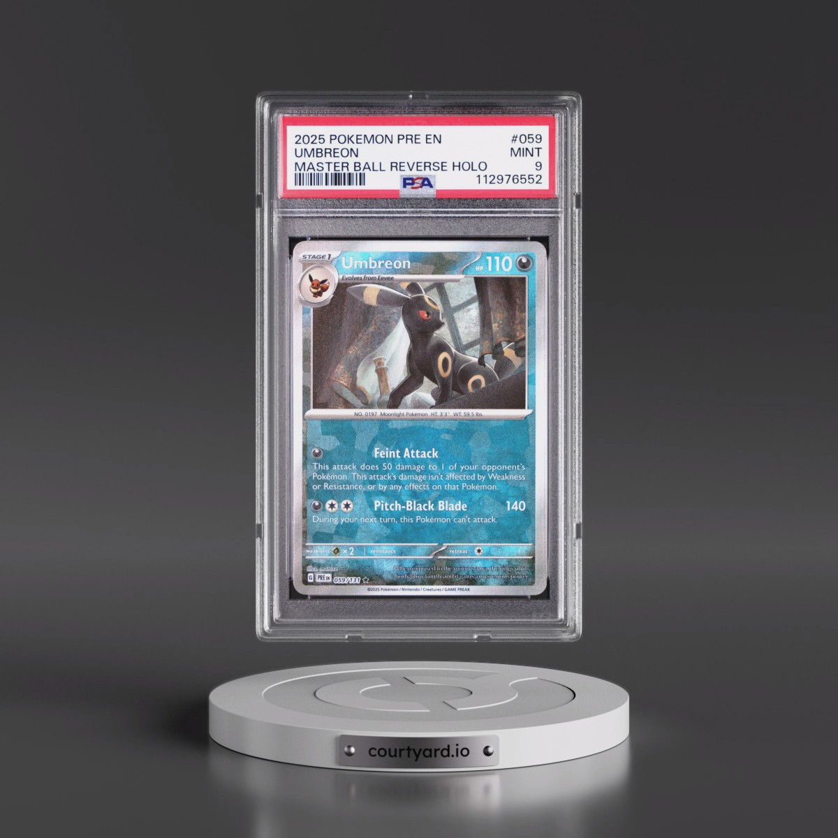 2025 Pokémon Pre EN-Prismatic Evolutions #059 Umbreon - Reverse Holo Master Ball (PSA 9 MINT)