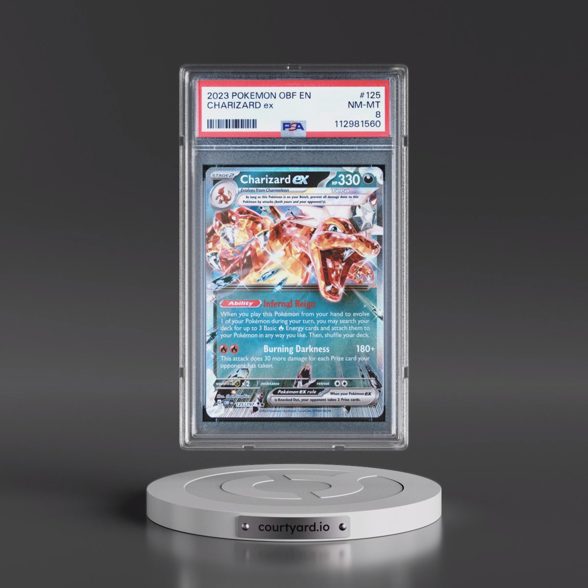 2023 Pokémon Obf EN-Obsidian Flames #125 Charizard EX - Holo (PSA 8 NM-MT)