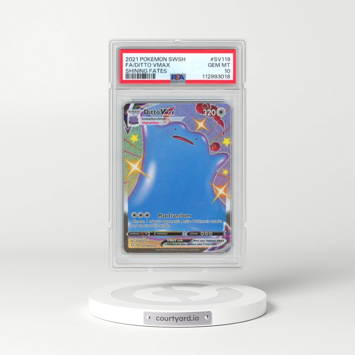 2021 Pokémon Sword & Shield Shining Fates #SV119 Ditto Vmax - Full Art (PSA 10 GEM MINT)