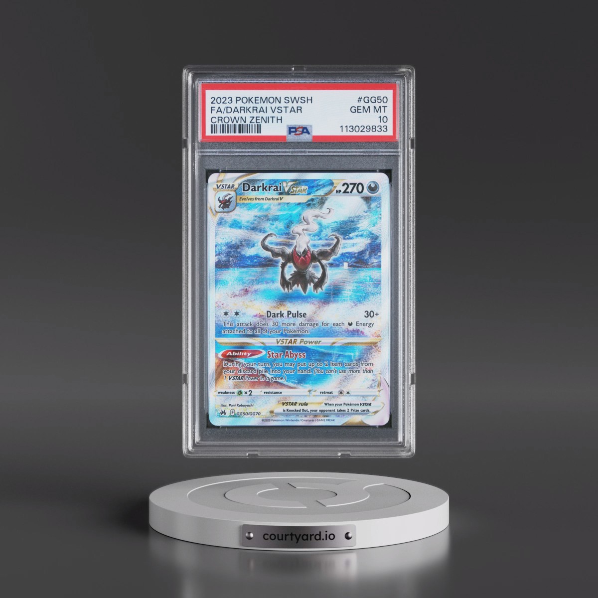 2023 Pokémon Sword and Shield Crown Zenith #GG50 Darkrai Vstar - Full Art (PSA 10 GEM MINT)