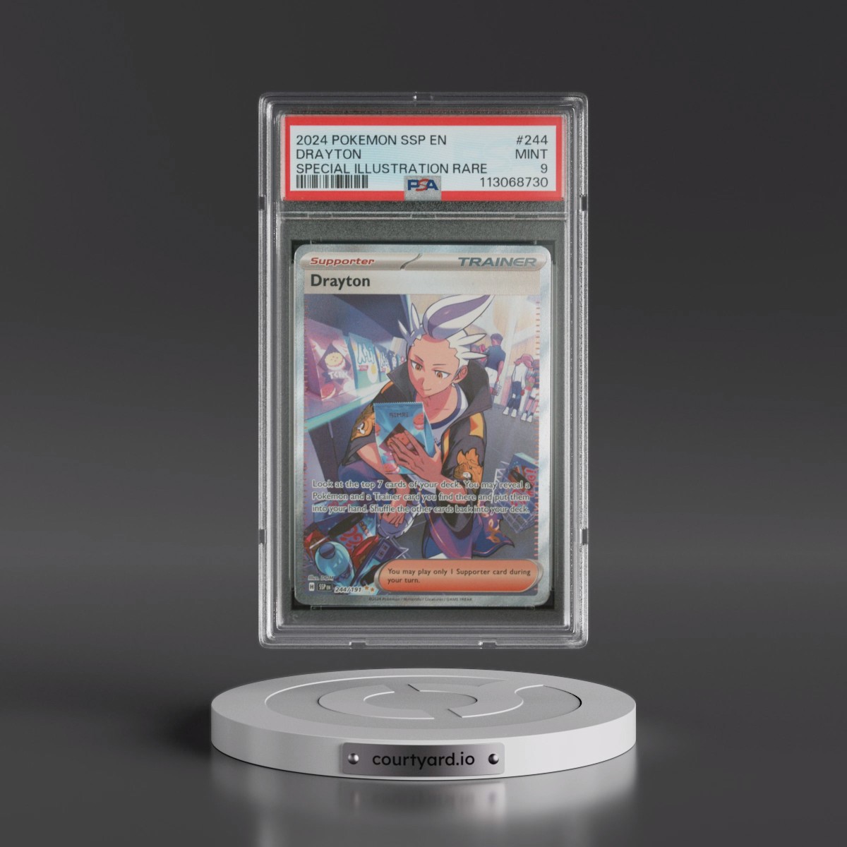 2024 Pokémon Ssp EN-Surging Sparks #244 Drayton - Special Illustration Rare (PSA 9 MINT)