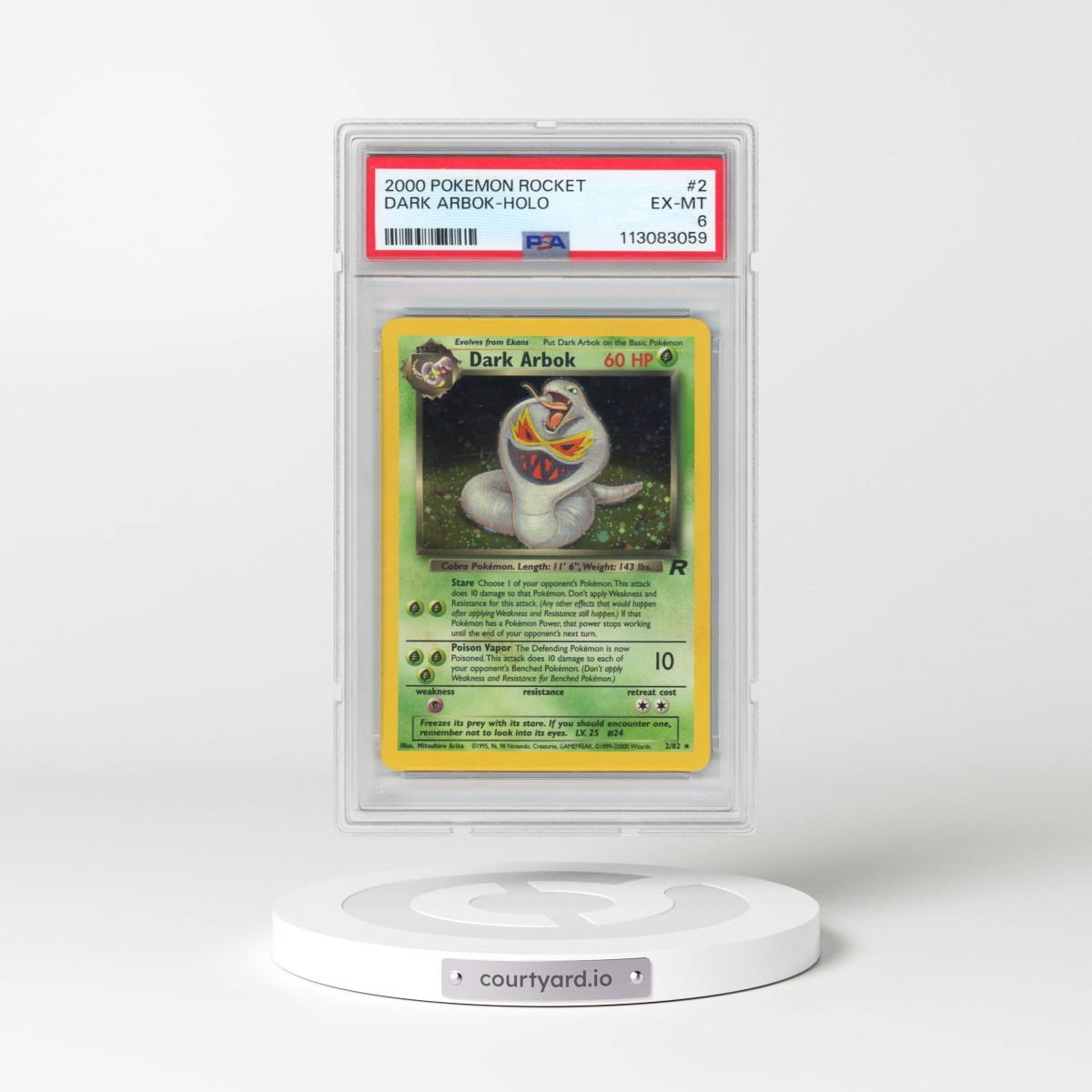 2000 Pokémon Rocket #2 Dark Arbok - Holo (PSA 6 EX-MT)