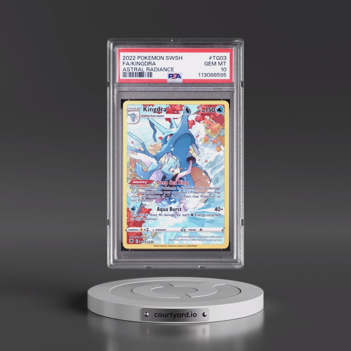 2022 Pokémon Sword & Shield Astral Radiance #TG03 Kingdra - Full Art (PSA 10 GEM MINT)