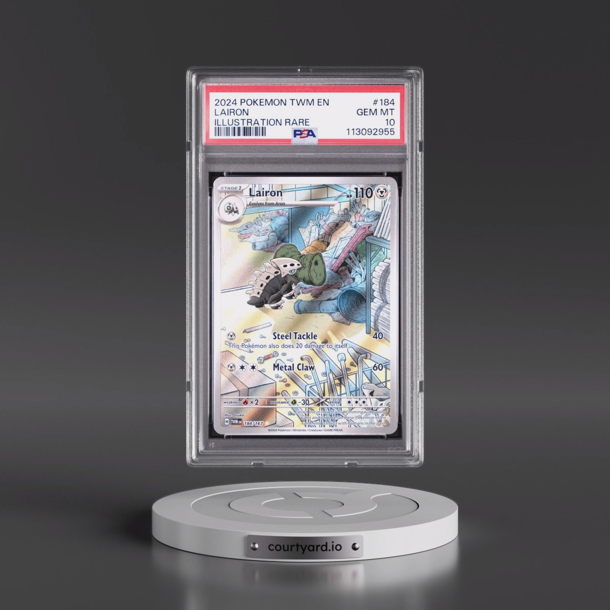 2024 Pokémon Twm EN-Twilight Masquerade #184 Lairon - Illustration Rare (PSA 10 GEM MINT)