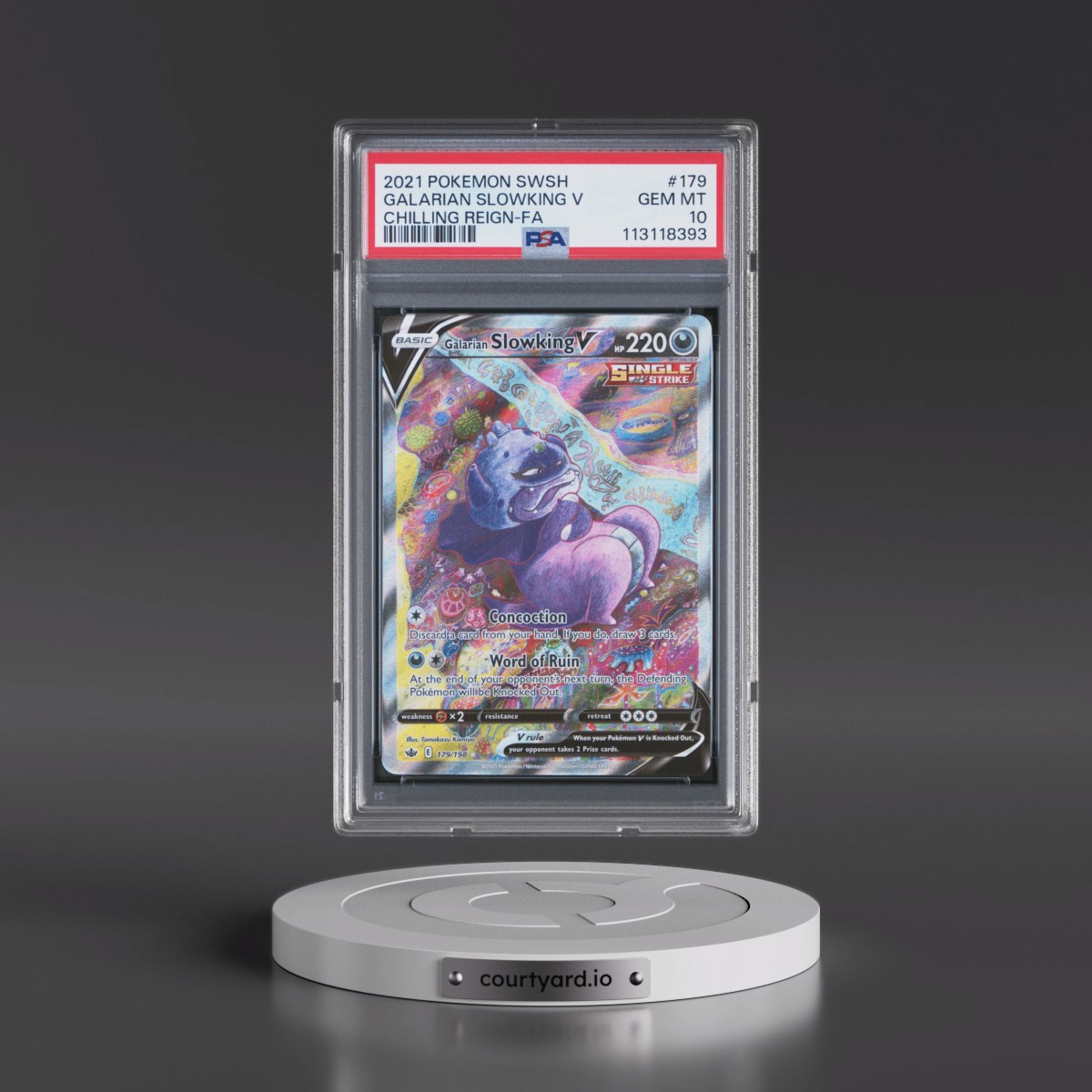 2021 Pokémon Sword & Shield Chilling Reign Galarian Slowking V - Holo Full Art #179 PSA 10