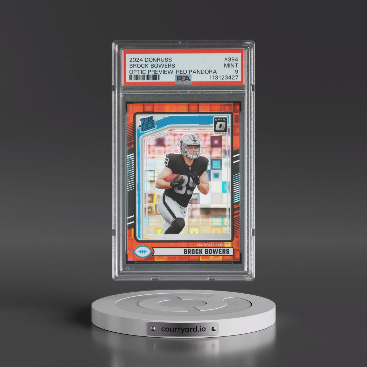 2024 Panini Donruss #394 Brock Bowers - Optic Preview-Red Pandora (PSA 9 MINT)