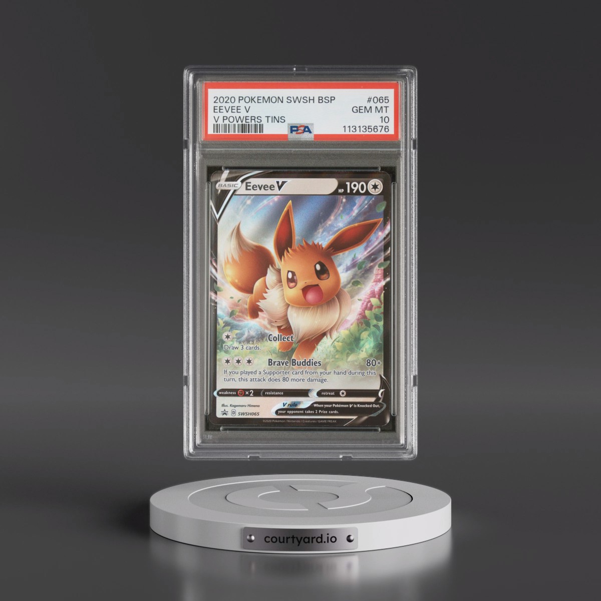 2020 Pokémon Swsh Black Star Promo #065 Eevee V - Holo V Powers Tins (PSA 10 GEM MINT)