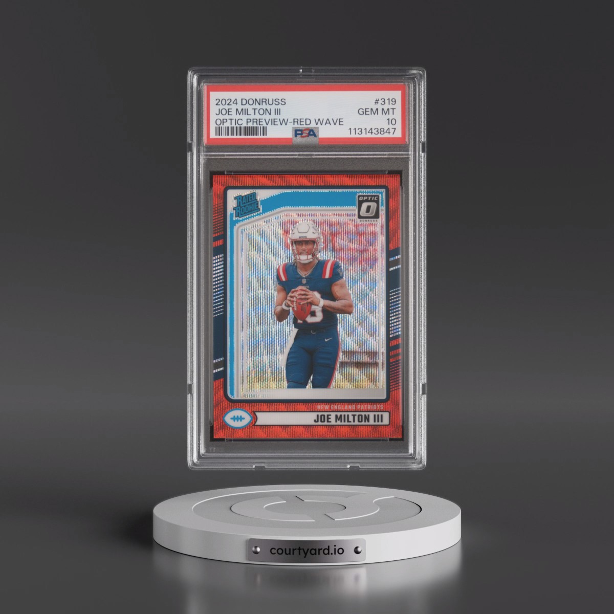 2024 Panini Donruss #319 Joe Milton III - Optic Preview-Red Wave (PSA 10 GEM MINT)