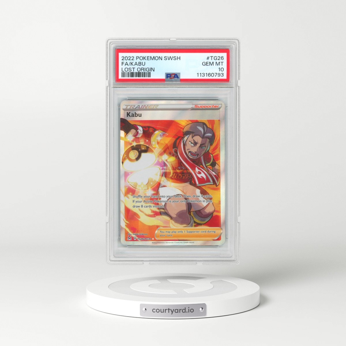 2022 Pokémon Sword & Shield Lost Origin #TG26 Kabu - Full Art (PSA 10 GEM MINT)