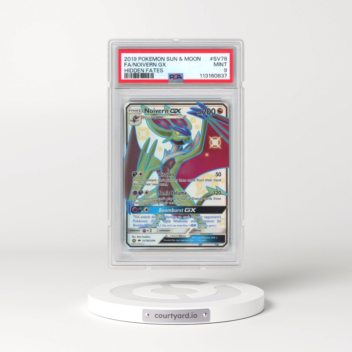 2019 Pokémon Sun & Moon Hidden Fates #SV78 Noivern GX - Holo Full Art (PSA 9 MINT)