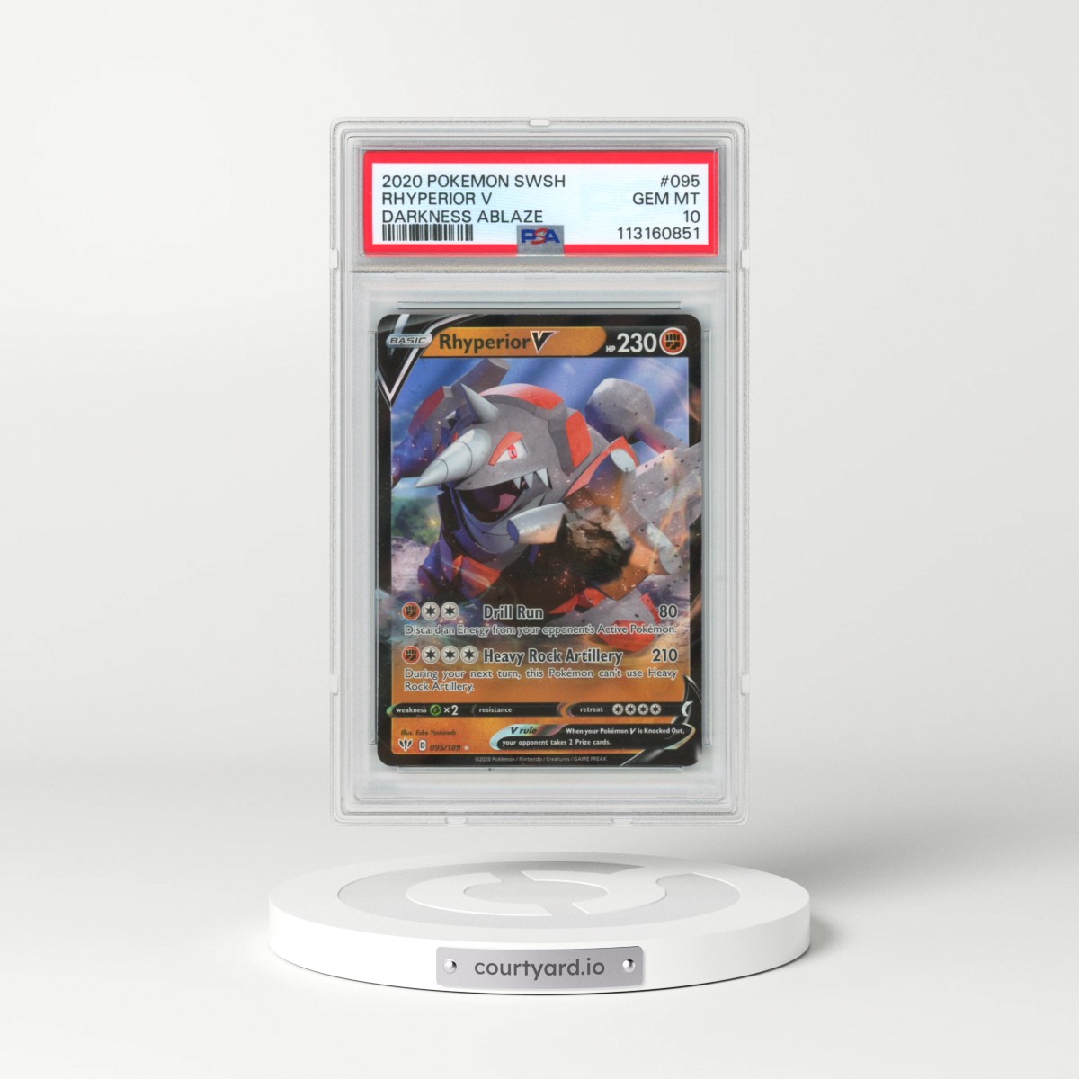 2020 Pokémon Sword & Shield Darkness Ablaze #095 Rhyperior V - Holo (PSA 10 GEM MINT)