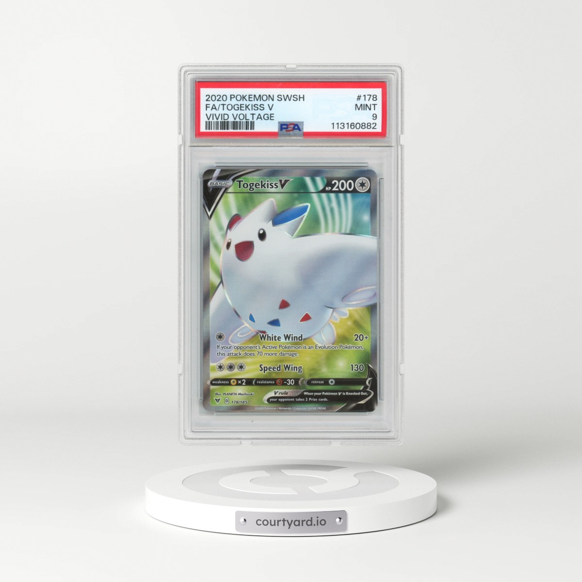 2020 Pokémon Sword & Shield Vivid Voltage #178 Togekiss V - Holo Full Art (PSA 9 MINT)