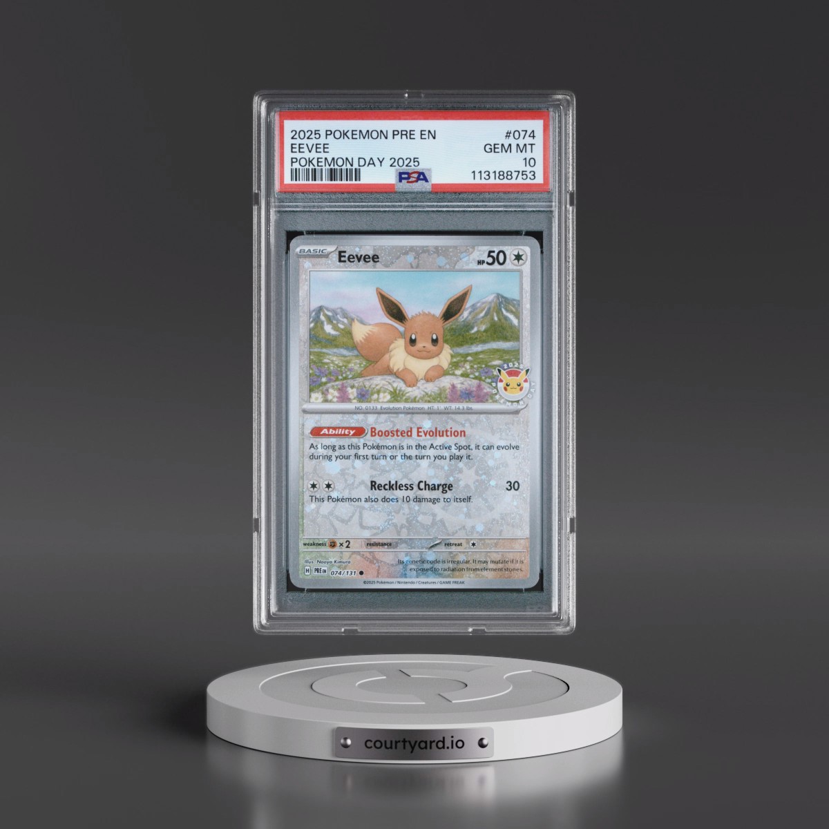 2025 Pokémon Pre EN-Prismatic Evolutions Eevee - Pokemon Day 2025 #074 PSA 10