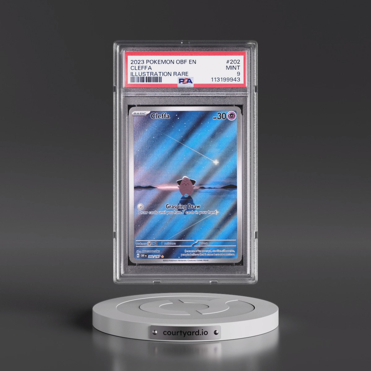 2023 Pokémon Obf EN-Obsidian Flames #202 Cleffa - Illustration Rare (PSA 9 MINT)