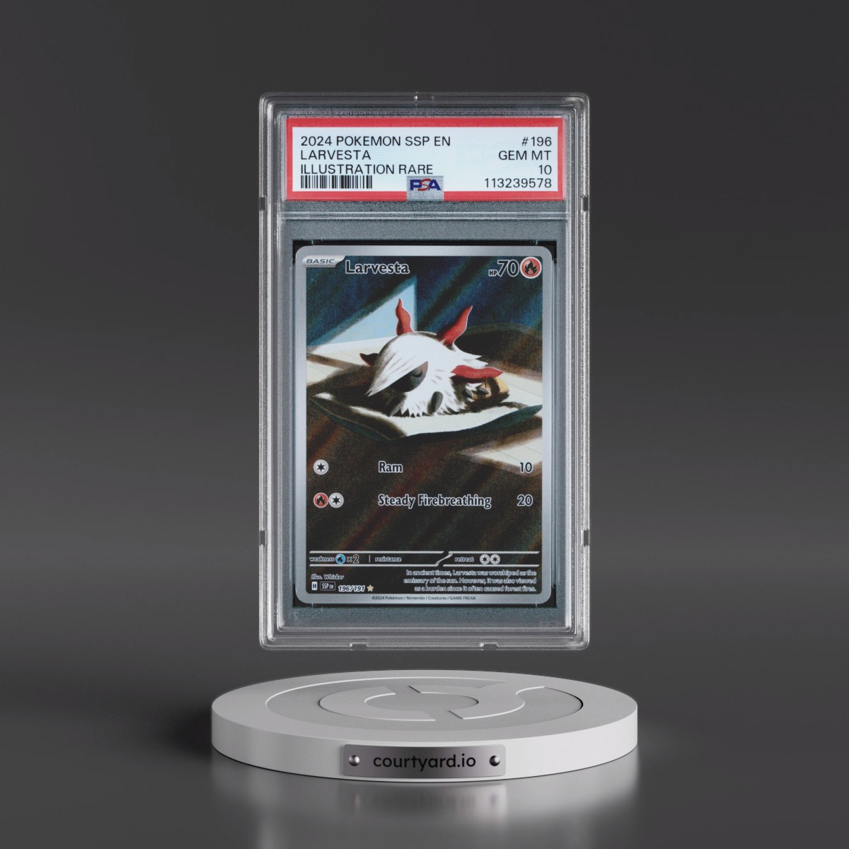 2024 Pokémon Ssp EN-Surging Sparks #196 Larvesta - Illustration Rare (PSA 10 GEM MINT)