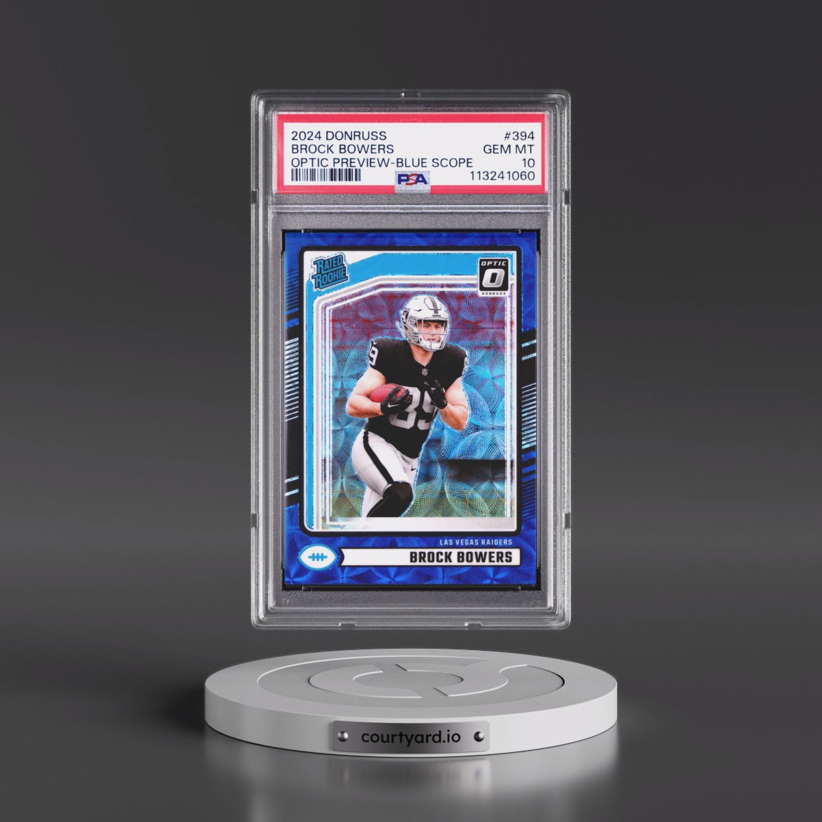 2024 Panini Donruss #394 Brock Bowers - Optic Preview-Blue Scope (PSA 10 GEM MINT)