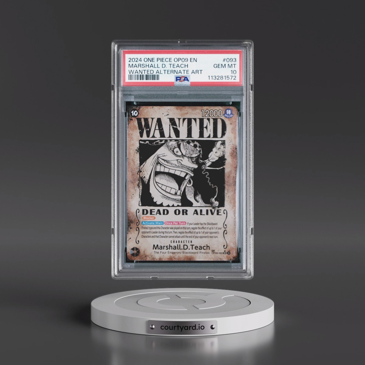2024 One Piece OP09-Emperors in the New World #093 Marshall D. Teach - Wanted Alternate Art (PSA 10 GEM MINT)