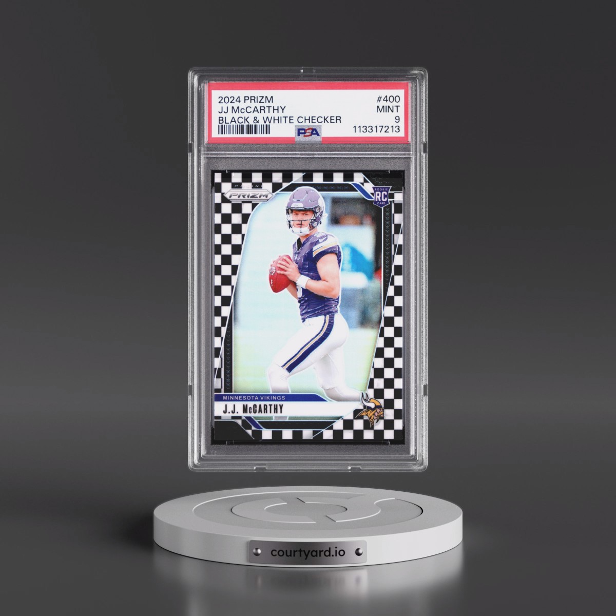 2024 Panini Prizm #400 JJ McCarthy - Black & White Checker (PSA 9 MINT)