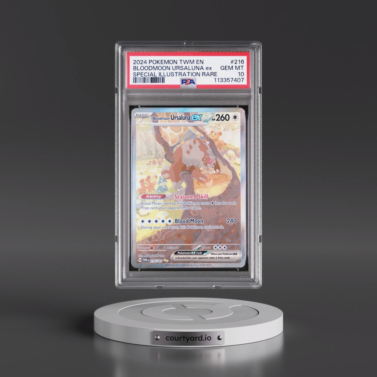 2024 Pokémon Twm EN-Twilight Masquerade #216 Bloodmoon Ursaluna EX - Holo Special Illustration Rare (PSA 10 GEM MINT)