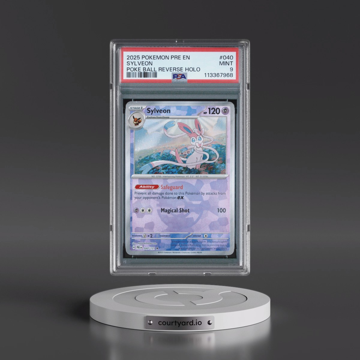 2025 Pokémon Pre EN-Prismatic Evolutions #040 Sylveon - Reverse Holo Poke Ball (PSA 9 MINT)