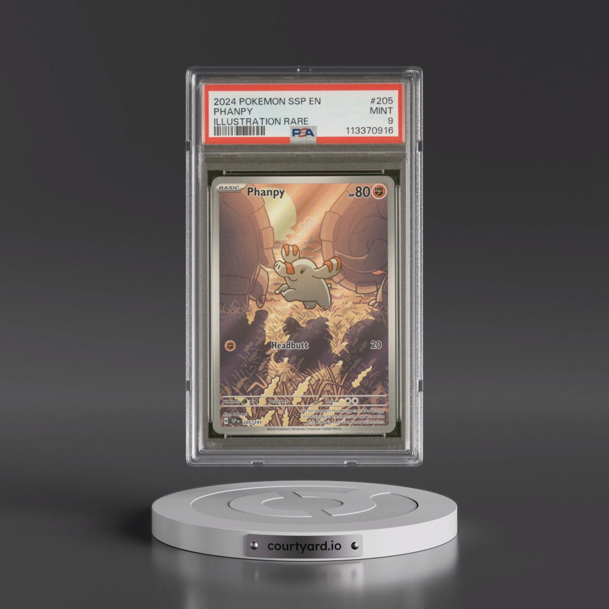 2024 Pokémon Ssp EN-Surging Sparks #205 Phanpy - Illustration Rare (PSA 9 MINT)