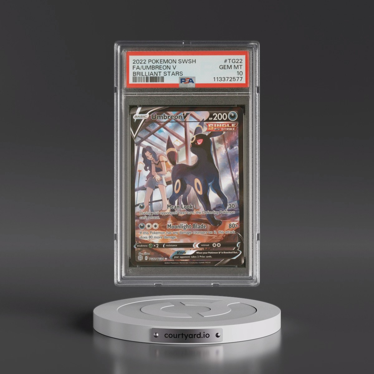 2022 Pokémon Sword & Shield Brilliant Stars #TG22 Umbreon V - Holo Full Art (PSA 10 GEM MINT)