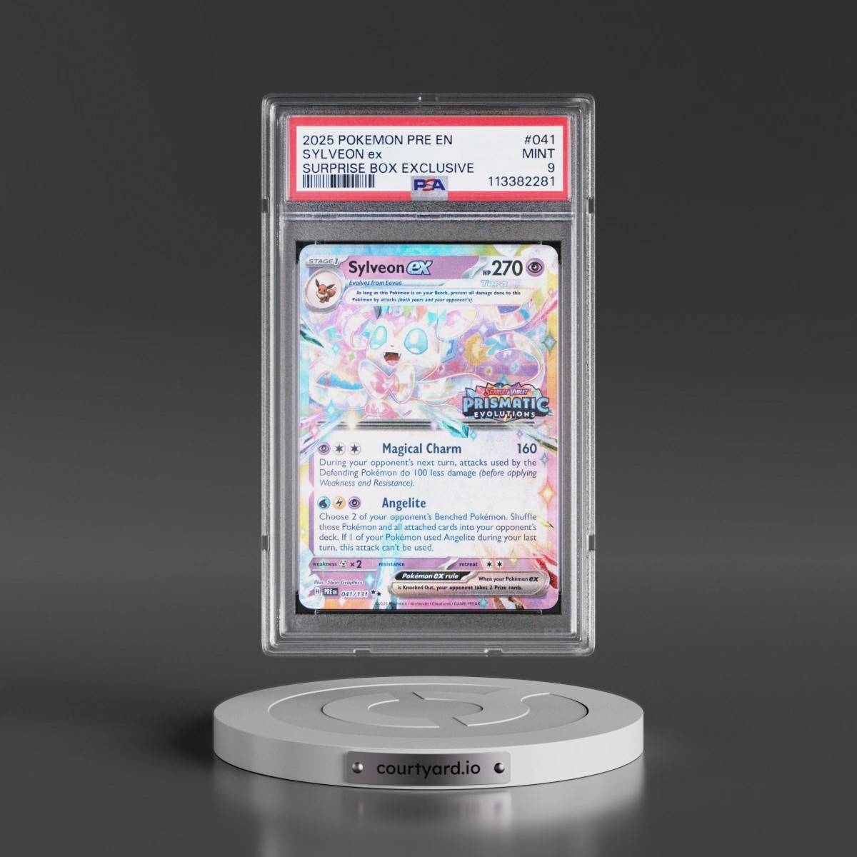 2025 Pokémon Pre EN-Prismatic Evolutions #041 Sylveon EX - Holo Surprise Box Exclusive (PSA 9 MINT)
