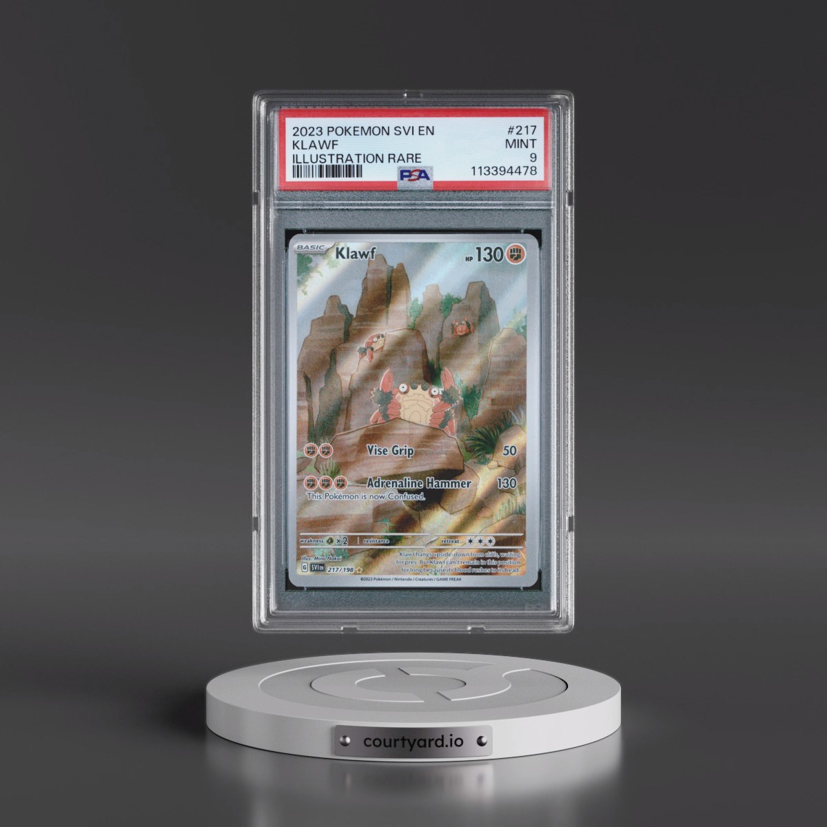 2023 Pokémon Svi EN-Scarlet & Violet #217 Klawf - Illustration Rare (PSA 9 MINT)