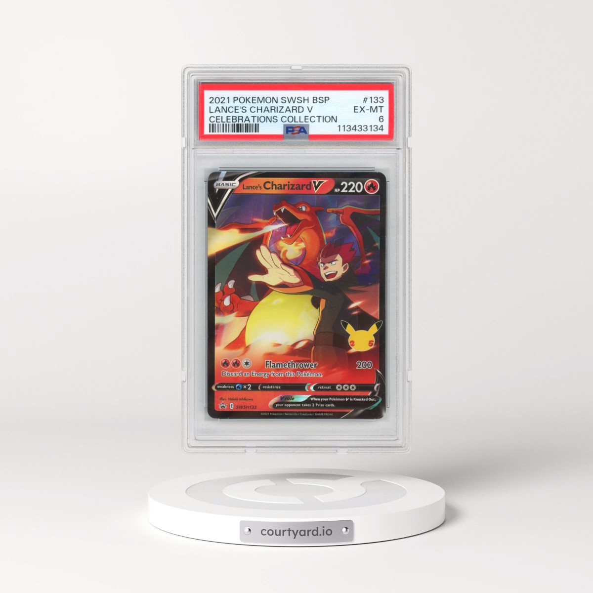 2021 Pokémon Swsh Black Star Promo #133 Lance's Charizard V - Holo Celebrations Collection (PSA 6 EX-MT)