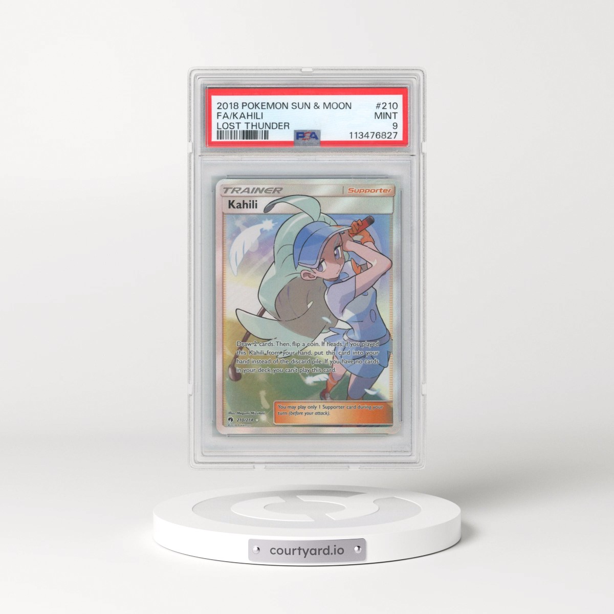 2018 Pokémon Sun & Moon Lost Thunder #210 Kahili - Full Art (PSA 9 MINT)