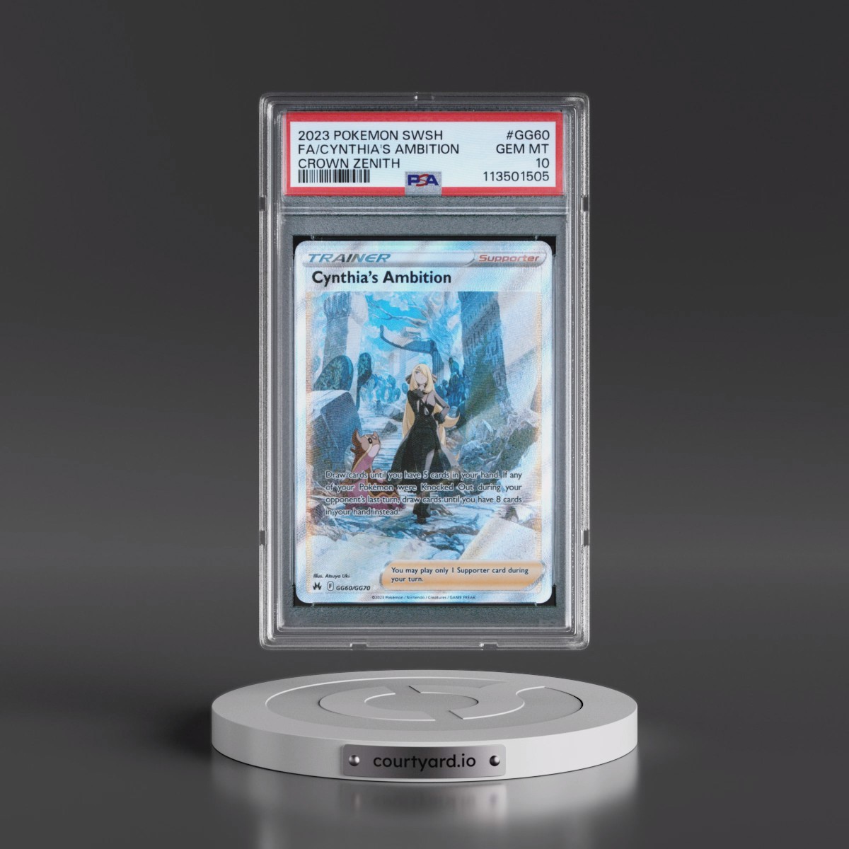 2023 Pokémon Sword and Shield Crown Zenith #GG60 Cynthia's Ambition - Full Art (PSA 10 GEM MINT)