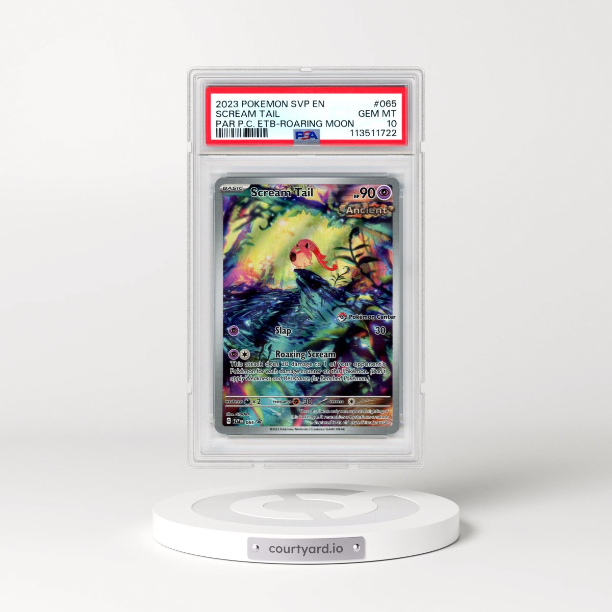 2023 Pokémon Svp EN-SV Black Star Promo #065 Scream Tail - Paradox Rift Pokemon Center Elite Trainer Box-Roaring Moon (PSA 10 GEM MINT)