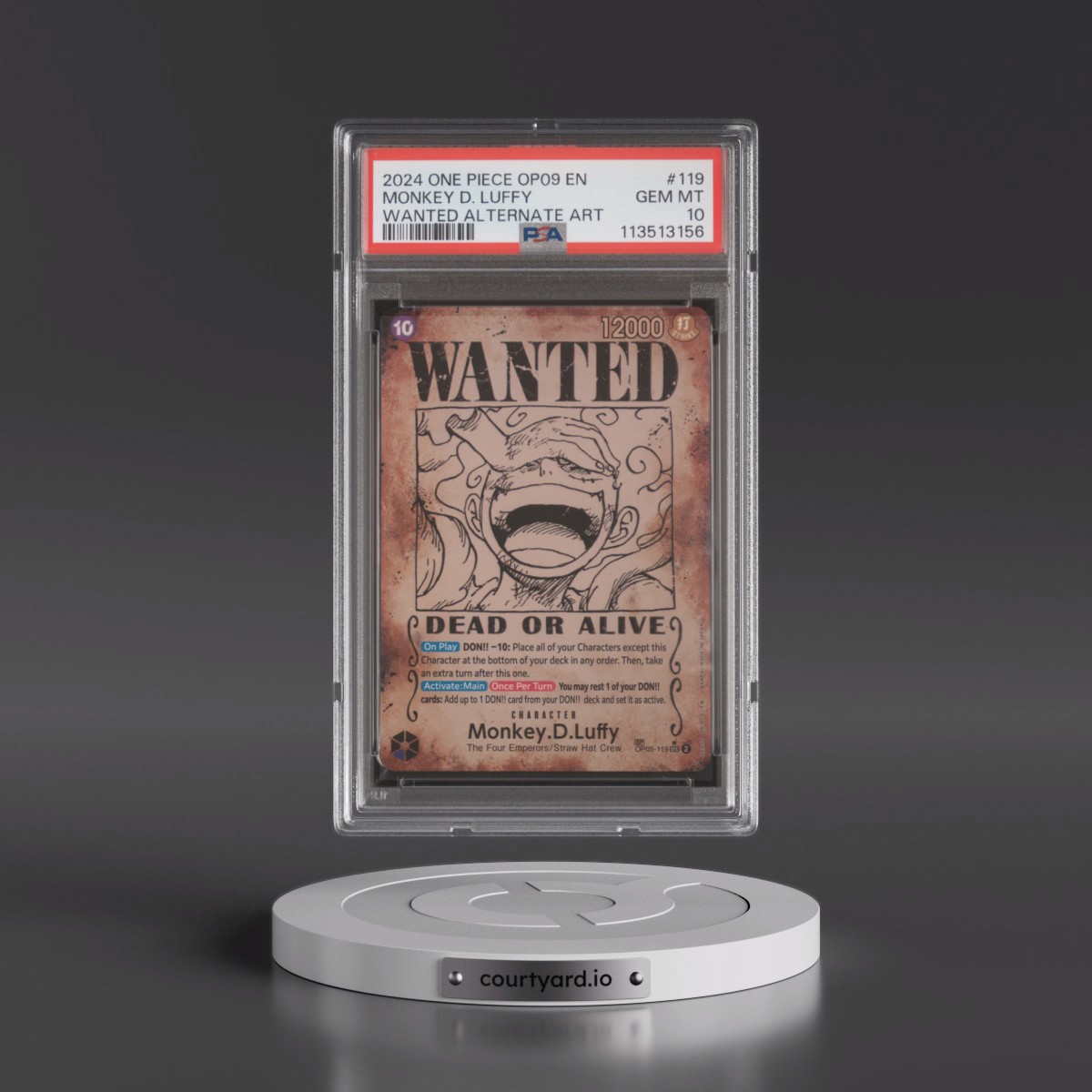 2024 One Piece OP09-Emperors in the New World #119 Monkey D. Luffy - Wanted Alternate Art (PSA 10 GEM MINT)