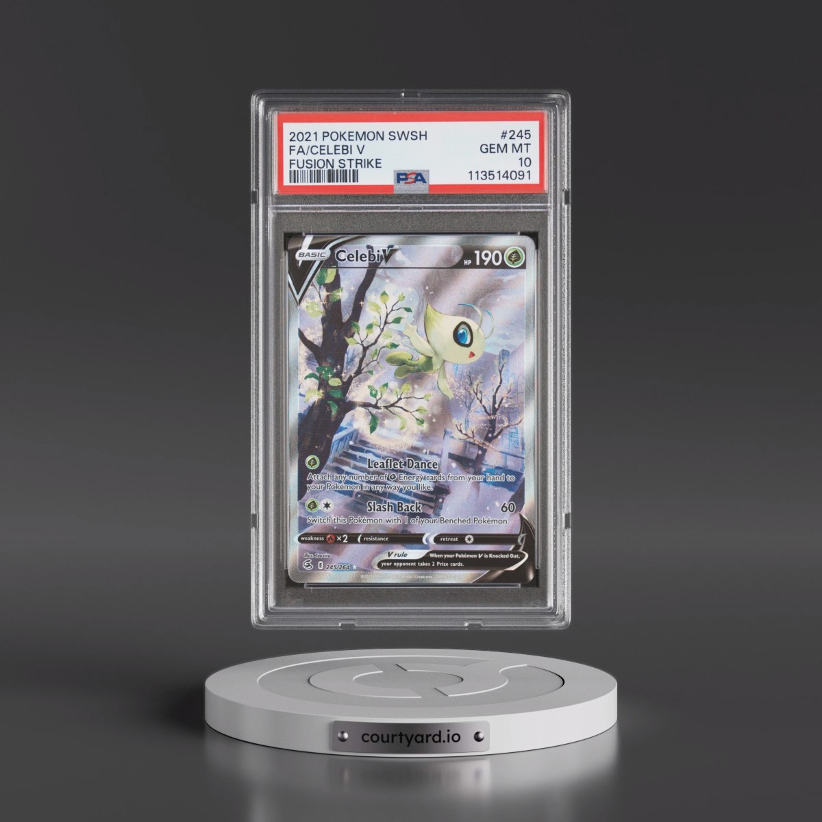 2021 Pokémon Sword & Shield Fusion Strike #245 Celebi V - Holo Full Art (PSA 10 GEM MINT)
