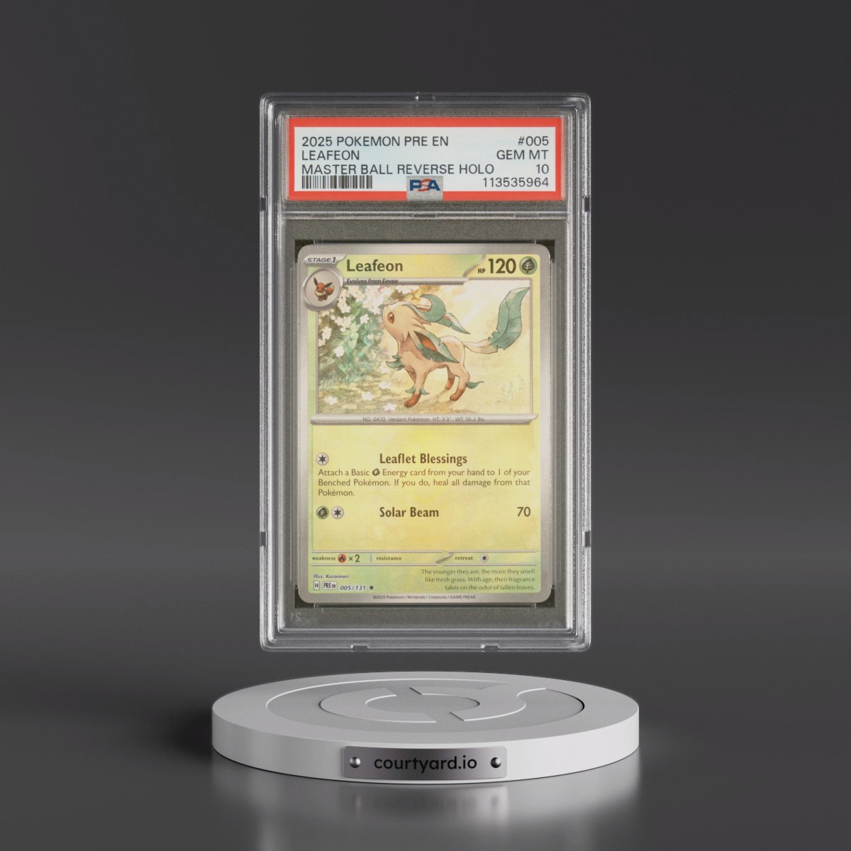 2025 Pokémon Pre EN-Prismatic Evolutions #005 Leafeon - Reverse Holo Master Ball (PSA 10 GEM MINT)