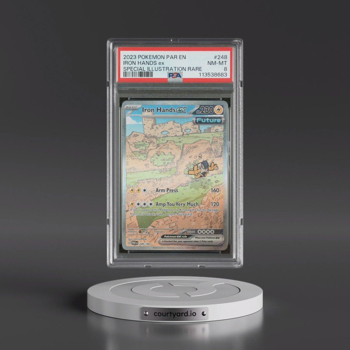 2023 Pokémon Par EN-Paradox Rift #248 Iron Hands EX - Holo Special Illustration Rare (PSA 8 NM-MT)