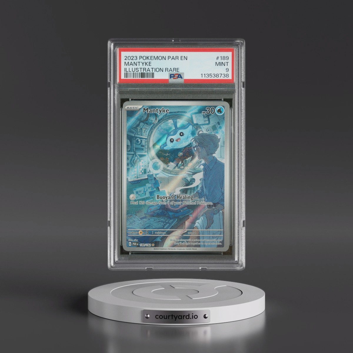 2023 Pokémon Par EN-Paradox Rift #189 Mantyke - Illustration Rare (PSA 9 MINT)