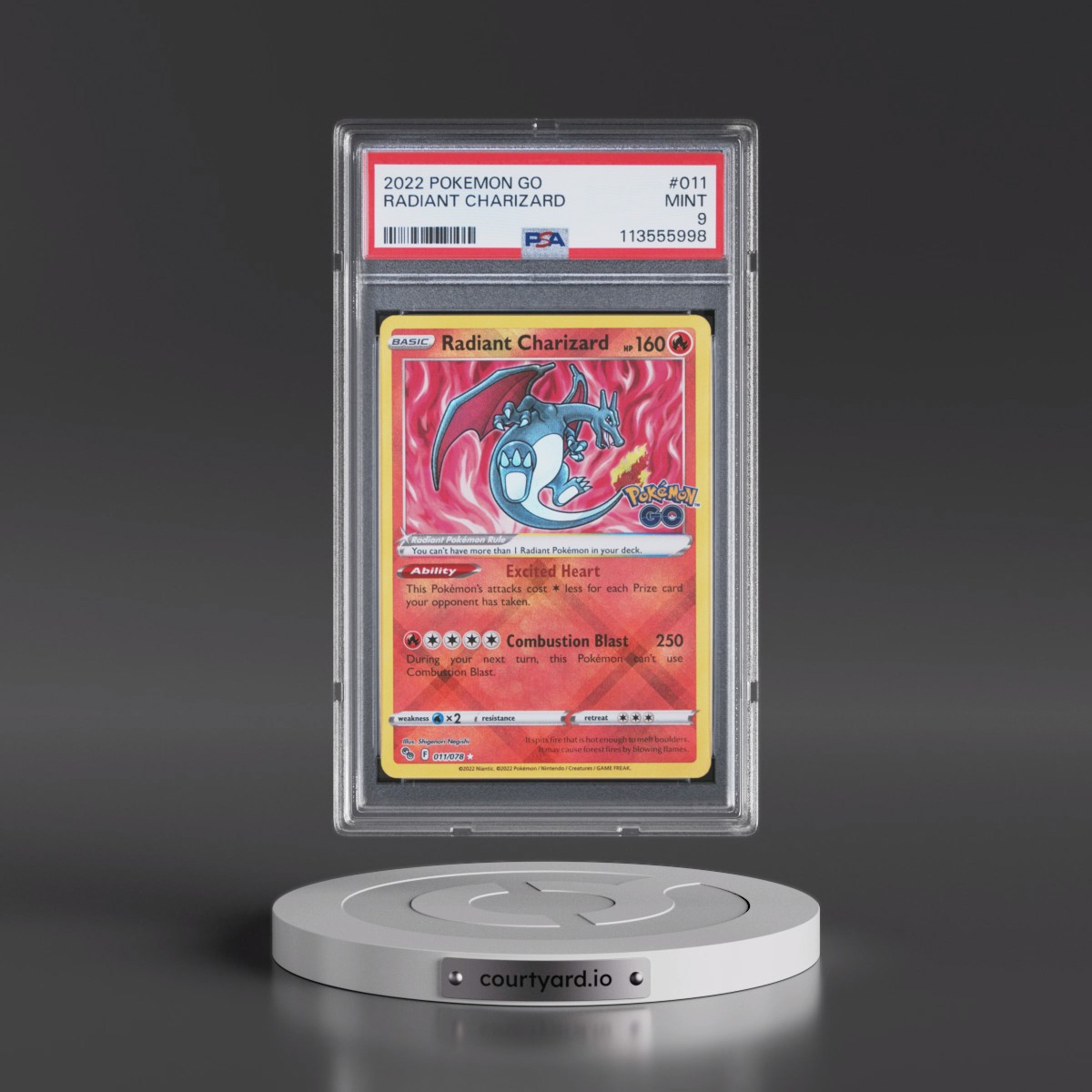 2022 Pokémon Go #011 Radiant Charizard - Holo (PSA 9 MINT)